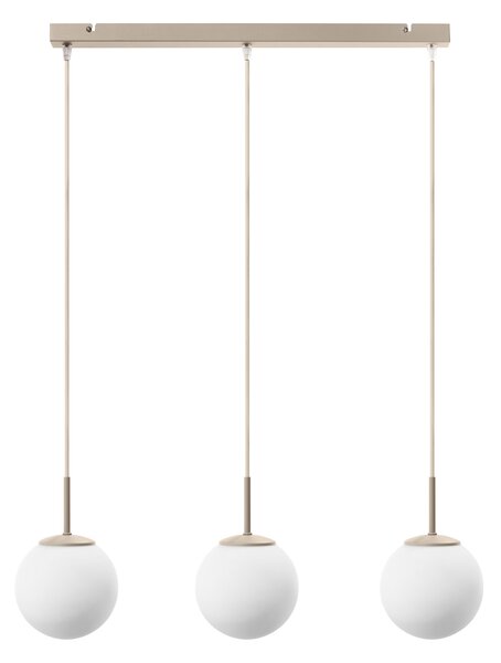 Lampa wisząca Aurelia beżowa z 3 kulistymi kloszami na listwie