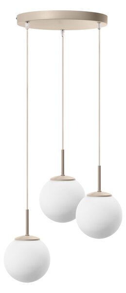 Lampa wisząca Aurelia beżowa z 3 kulistymi kloszami na okrągłej podsufitce