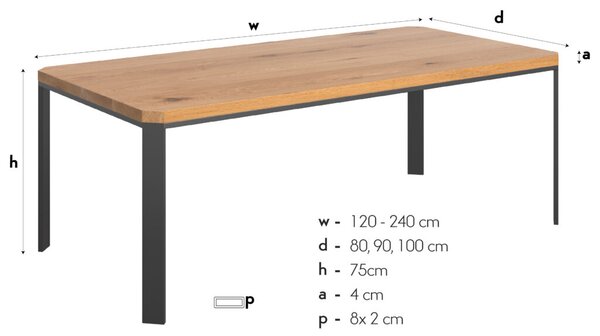 Stół z drewna Mart Buk 160x90 cm