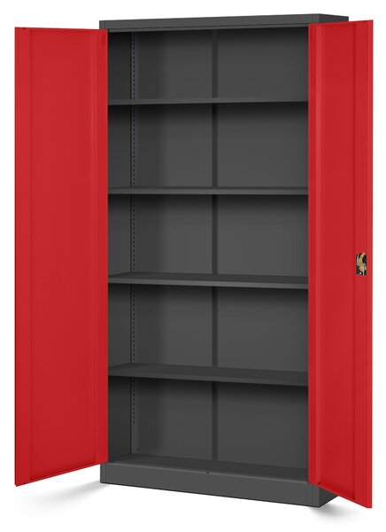 Zestaw 4x biurowa szafa metalowa na akta JAN, 900 x 1850 x 400 mm, antracytowo-czerwona
