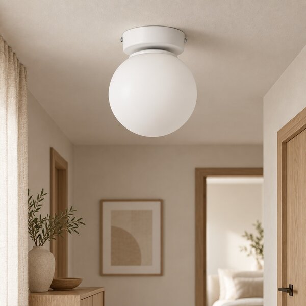 Lampa sufitowa Aurelia biała z 1 kulistym kloszem