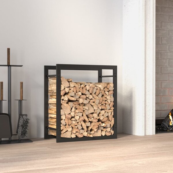 Stojak na drewno, matowy czarny, 50x28x56 cm, stalowy