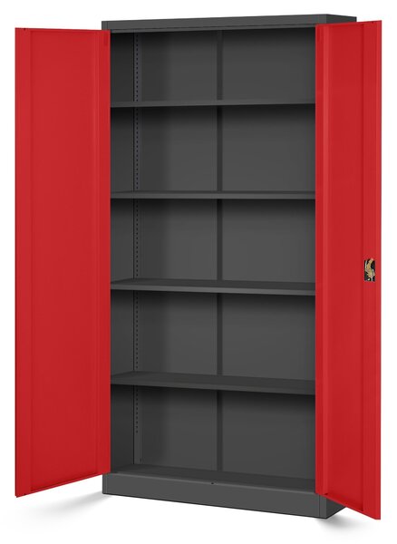 Zestaw 4x biurowa szafa metalowa na akta JAN H, 900 x 1950 x 400 mm, antracytowo-czerwona