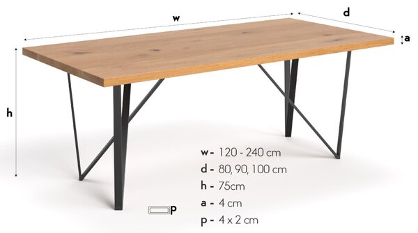 Stół designerski Ravel Dąb 140x80 cm