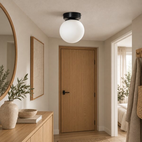 Lampa sufitowa Aurelia czarna z 1 kulistym kloszem