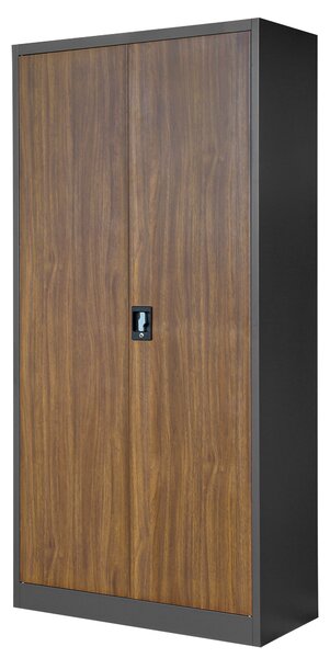 Zestaw 4x biurowa szafa metalowa na akta JAN, 900 x 1850 x 400 mm, antracytowa/ orzech