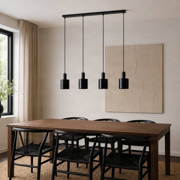 Lampa wisząca Ovelia Lindby, możliwość ściemniania, czarny, salon / jadalnia, metal, nowoczesny