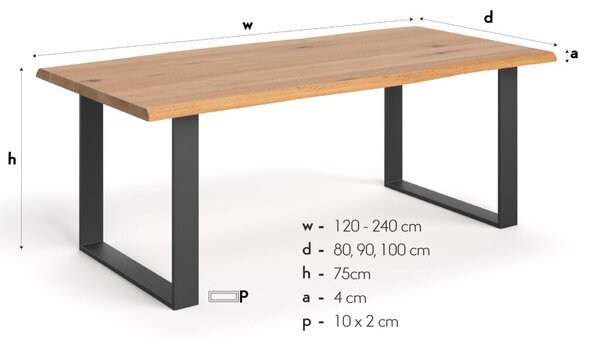 Stół Acad z litego drewna Buk 220x80 cm