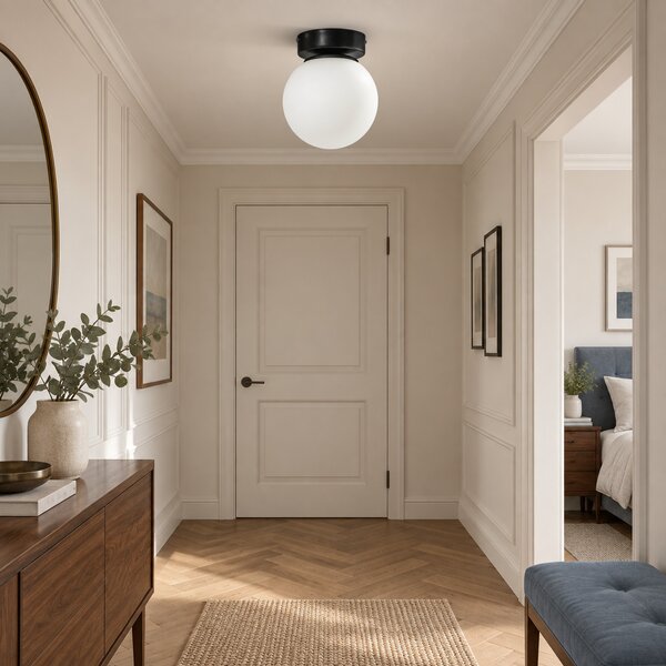 Lampa sufitowa Aurelia czarna z 1 kulistym kloszem
