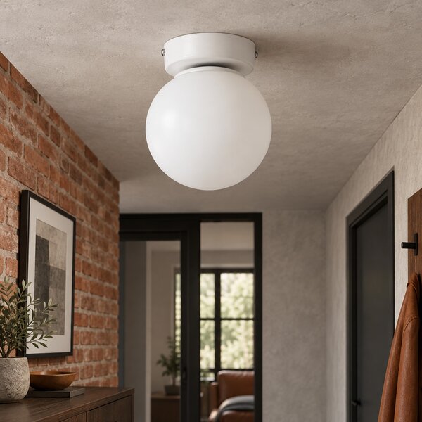 Lampa sufitowa Aurelia biała z 1 kulistym kloszem