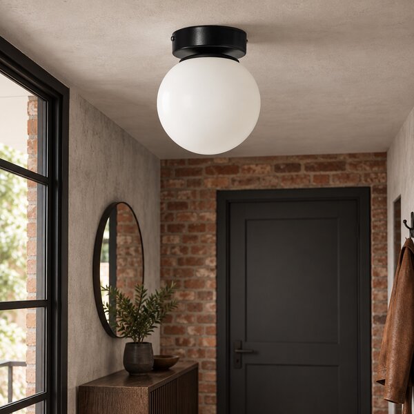 Lampa sufitowa Aurelia czarna z 1 kulistym kloszem