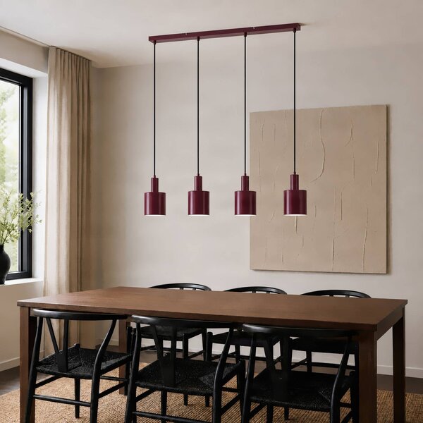 Lampa wisząca Ovelia Lindby, możliwość ściemniania, czerwony, salon / jadalnia, metal, nowoczesny