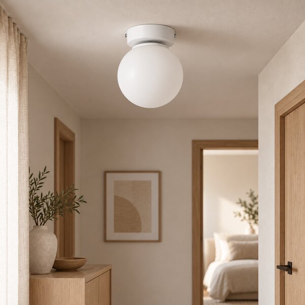 Lampa sufitowa Aurelia biała z 1 kulistym kloszem