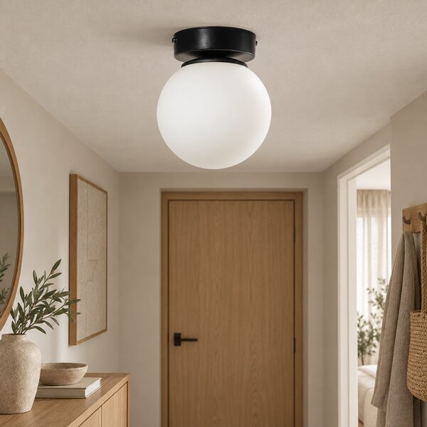 Lampa sufitowa Aurelia czarna z 1 kulistym kloszem