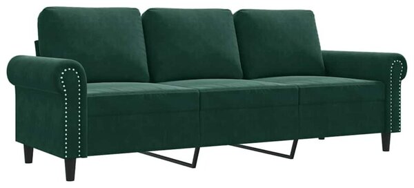 Sofa 3-osobowa, ciemnozielony, 180 cm, obita aksamitem
