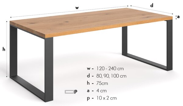 Stół industrialny Mova Buk 140x80 cm