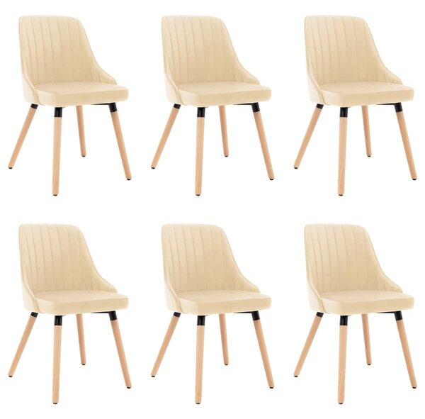 Krzesła stołowe, 6 szt., kremowe, aksamitne