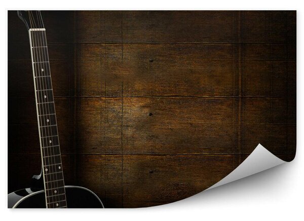 Drewniane tło instrument czarna gitara klasyczna Fototapeta drewniane tło instrument czarna gitara klasyczna