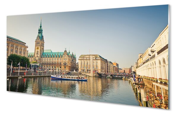 Obraz na szkle Niemcy Rzeka katedra Hamburg