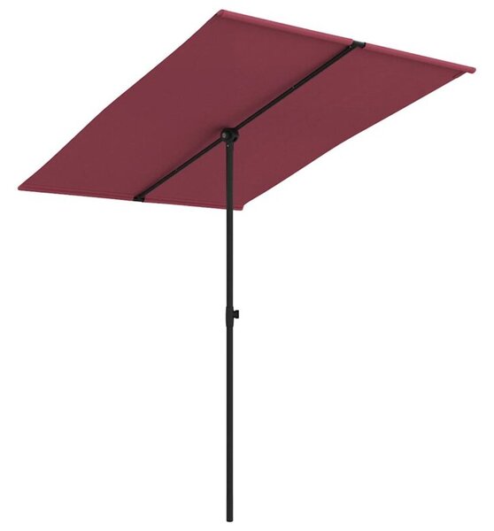 Parasol ogrodowy na aluminiowym słupku, 2x1,5 m, bordowy