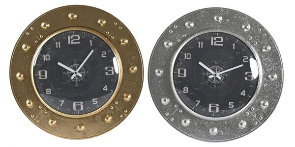Emaga Zegar Ścienny DKD Home Decor Szkło Srebrzysty Czarny Złoty Żelazo (48,5 x 6 x 48,5 cm)
