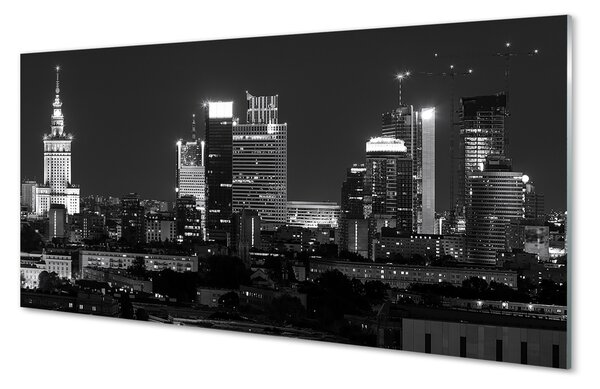Obraz na szkle Warszawa Panorama noc wieżowce