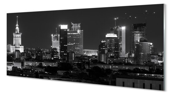 Obraz na szkle Warszawa Panorama noc wieżowce