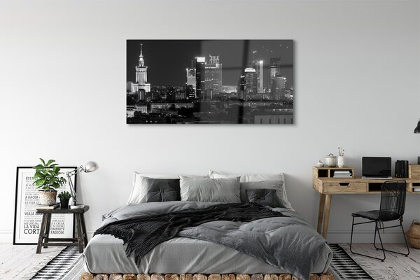 Obraz na szkle Warszawa Panorama noc wieżowce