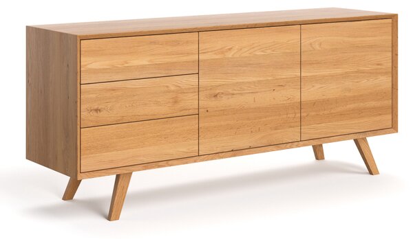 Komoda Quatro z litego drewna 140 cm, lakier matowy, dąb - Outlet Dąb 140 cm Lakier matowy