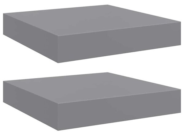Półki ścienne, 2 szt., szare, 23 x 23,5 x 3,8 cm, mdf