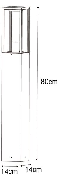 Stojąca lampa zewnętrzna czarna przydymiona 80 cm IP44 - Charlois