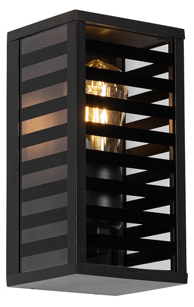 Zewnetrzna Nowoczesny Kinkiet / Lampa scienna zewnętrzny czarny z przydymionym szkłem 26 cm IP44 - Reims Oswietlenie zewnetrzne