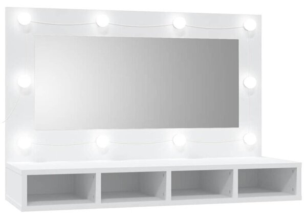 Szafka z lustrem i oświetleniem LED, biała, 90x31,5x62 cm