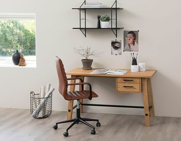 Brązowy fotel obrotowy loft gabinetowy T4-T13