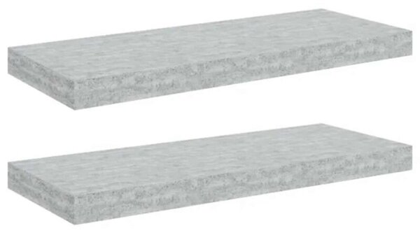 Półki ścienne, 2 szt., szarość betonu, 60 x 23,5 x 3,8 cm, mdf