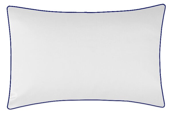 Poszewka satynowa SAN ANTONIO biała z lamówką navy blue - 70 x 80
