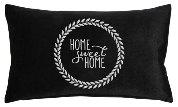 Poduszka prostokąt VELVET "Sweet Home" - Czarny ze srebrnym