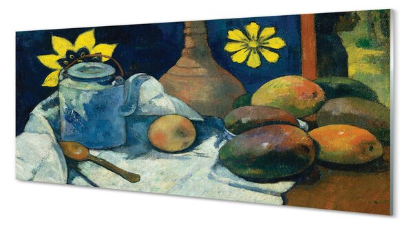Obraz na szkle Martwa natura z dzbankiem herbaty i owocami - Paul Gauguin