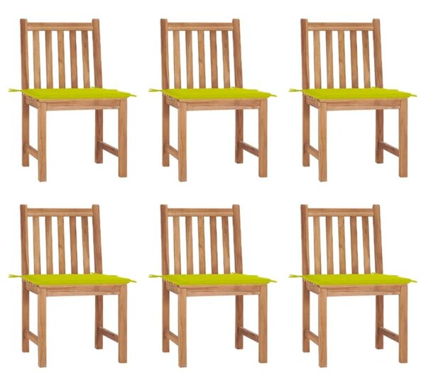 Krzesła ogrodowe 6 szt., z poduszkami, lite drewno tekowe