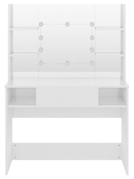 Biała toaletka do makijażu z żarówkami led C7-B76