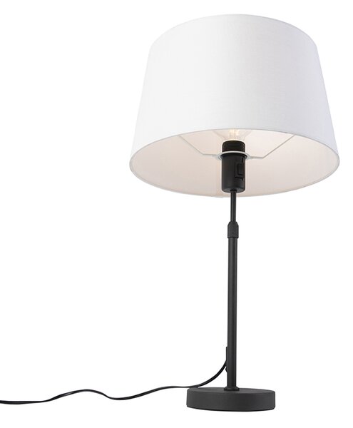 Lampa stołowa czarna z białym abażurem z lnu 35 cm regulowana - Parte