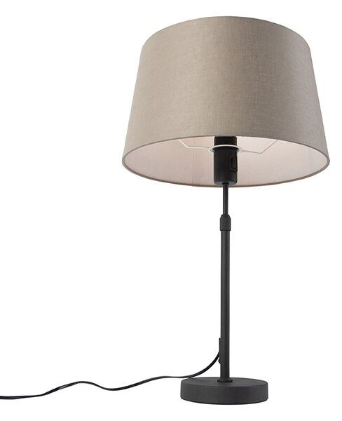 Lampa stołowa czarna z abażurem z lnu w kolorze taupe 35 cm regulowana - Parte