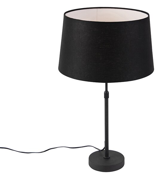 Lampa stołowa regulowana czarna klosz lniany czarny 35cm - Parte Oswietlenie wewnetrzne
