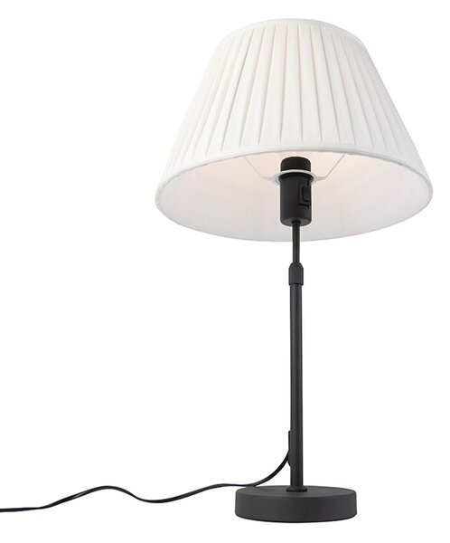 Lampa stołowa czarna z plisowanym abażurem kremowym 35 cm regulowana - Parte