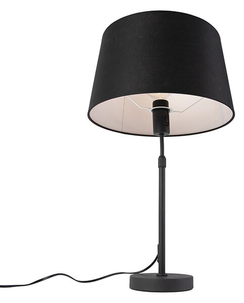 Lampa stołowa regulowana czarna klosz lniany czarny 35cm - Parte Oswietlenie wewnetrzne