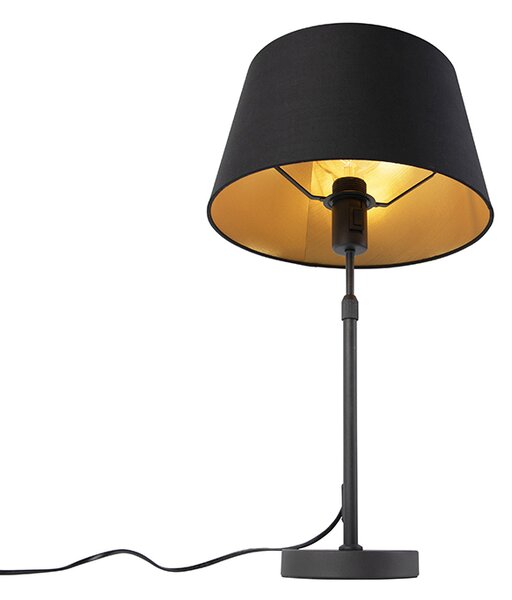 Lampa stołowa czarna z abażurem czarnym ze złotem 35 cm - Parte