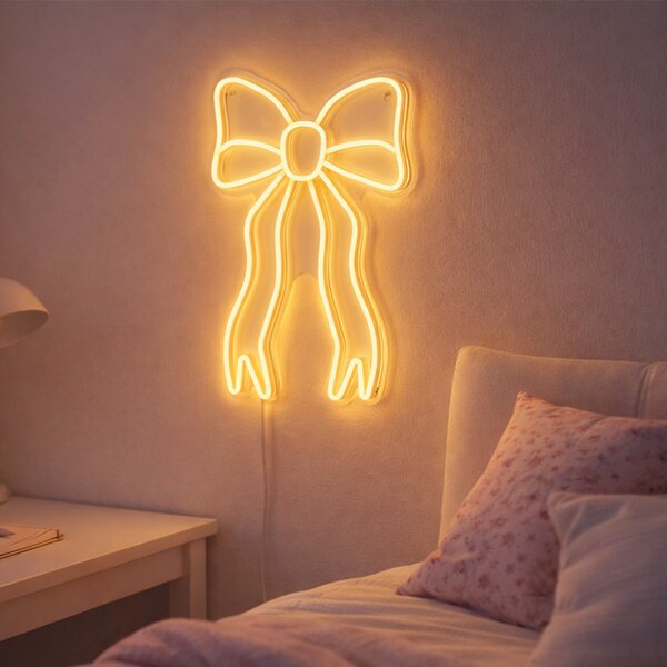 Neonowa lampa ścienna ciepła biel z LED - Bow