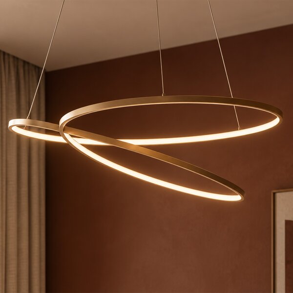 Designerska lampa wisząca złota 72 cm z wbudowanym LED 3-stopniowo ściemnialna - Rowan
