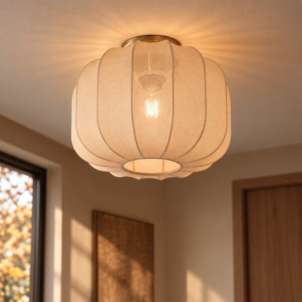 Lampa sufitowa Japandi złota z beżowym kloszem - Pluni