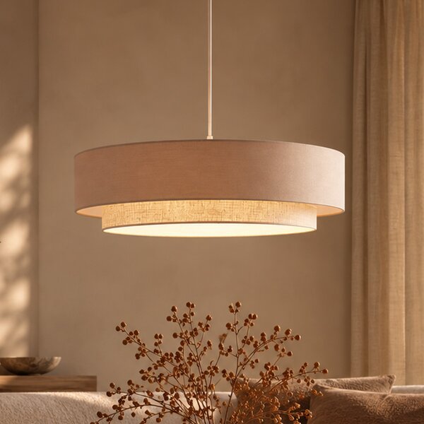 Nowoczesna lampa wisząca beżowa z naturalnym kolorem 50 cm 3-źródła światła - Drum Duo